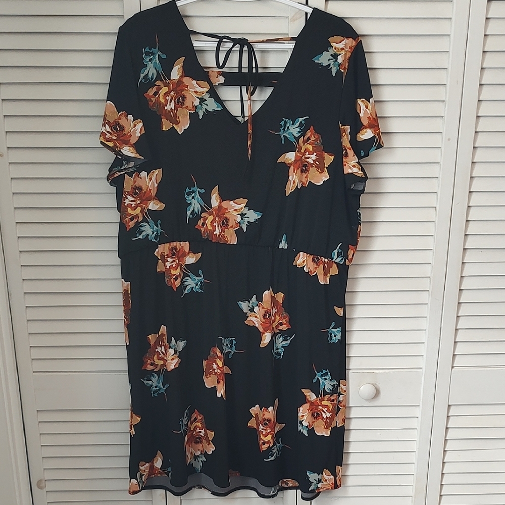Maurices Black Dress with Orange Floral Pattern - Picture 3 of 3